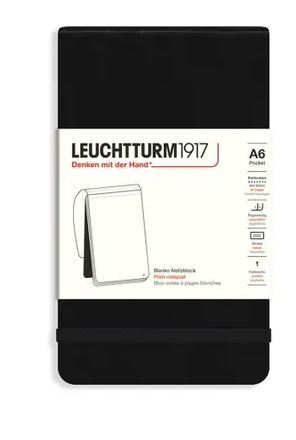 Zápisník LEUCHTTURM1917 Pocket (A6), Black 184 p., čistý