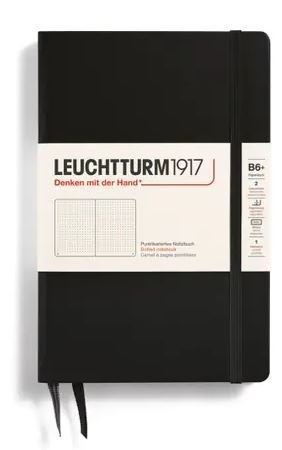 Zápisník LEUCHTTURM1917 Paperback (B6+) Black, 219 p., bodkovaný