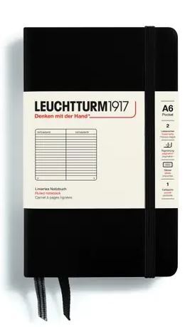 Zápisník LEUCHTTURM1917 Pocket (A6) Black, 187 p., riadkovaný