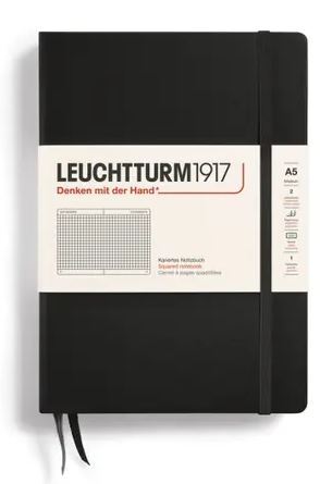 Zápisník LEUCHTTURM1917 Medium (A5) Black, 251 p., štvorcový