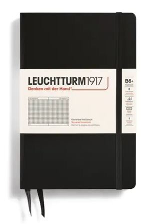 Zápisník LEUCHTTURM1917 Paperback (B6+) Black, 219 p., štvorcový