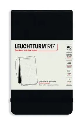 Zápisník LEUCHTTURM1917 Pocket (A6), Black 184 p., bodkovaný