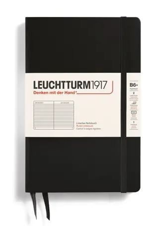 Zápisník LEUCHTTURM1917 Paperback (B6+) Black, 219 p., riadkovaný