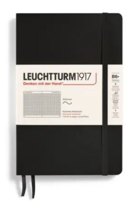 Zápisník LEUCHTTURM1917 Softcover paperback (B6+) Black, 123 p., štvorcový