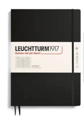 Zápisník LEUCHTTURM1917 Master Slim (A4+) Black, 123 p., riadkovaný