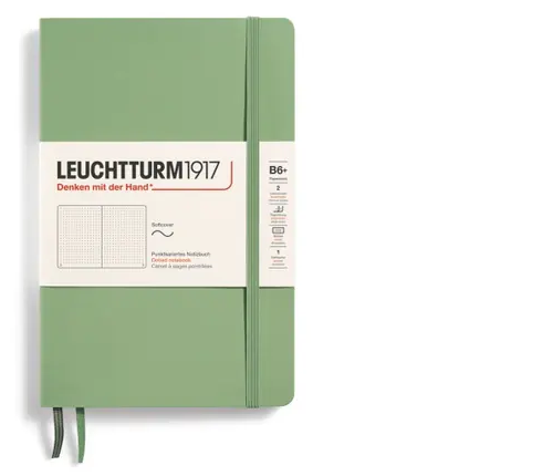 Zápisník LEUCHTTURM1917 Softcover paperback (B6+) Sage, 123 p., bodkovaný