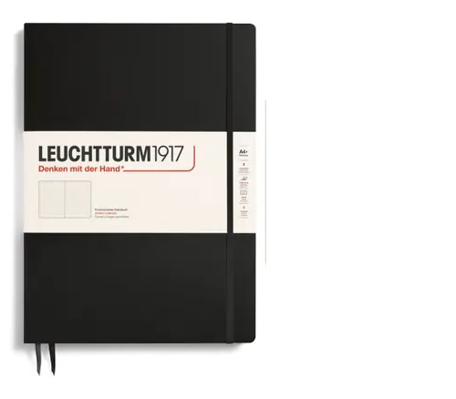 Zápisník LEUCHTTURM1917 Master Slim (A4+) Black, 123 p., bodkovaný