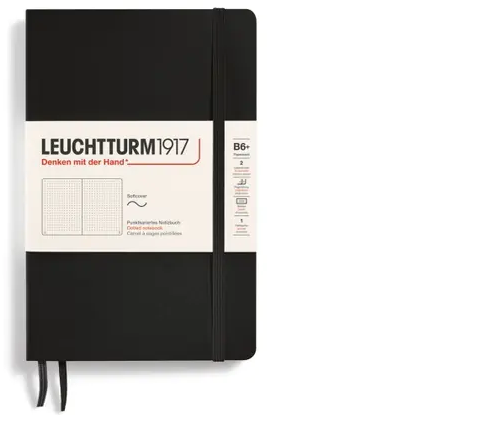 Zápisník LEUCHTTURM1917 Softcover paperback (B6+) Black, 123 p., bodkovaný