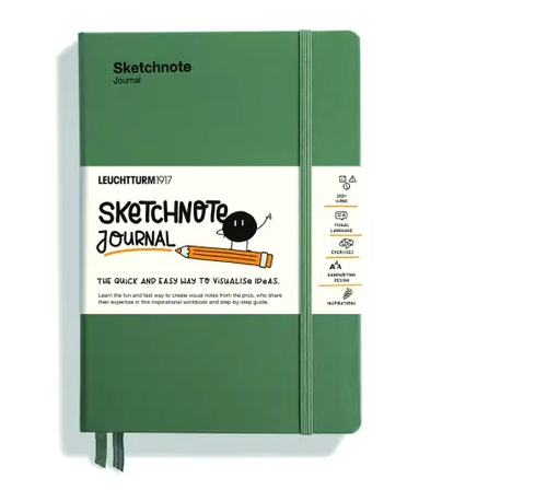 Sketchnote Journal LEUCHTTURM1917 Olive, 120 g/m2 papier, English
