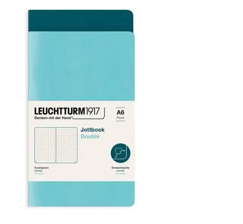 Zošit LEUCHTTURM1917 Jottbook Double, AquaNavy & Pacific Green, Flexcover, 80 g/m2 papier, 59 p., bodkovaný