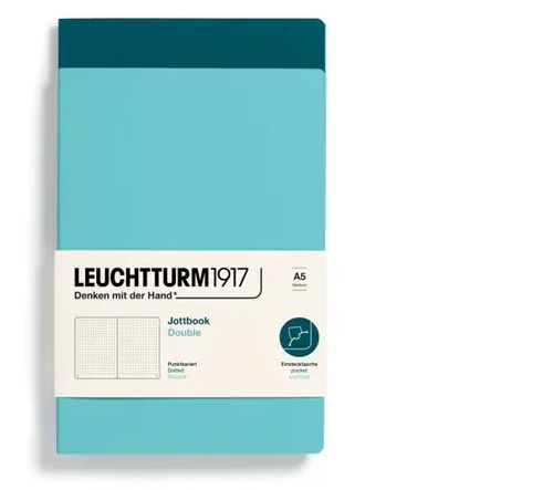Zošit LEUCHTTURM1917 Jottbook Double, AquaNavy & Pacific Green, Flexcover, 80 g/m2 papier, 59 p., bodkovaný