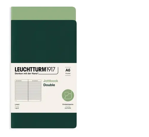 Zošit LEUCHTTURM1917 Jottbook Double, Sage & Forest Green, Flexcover, 80 g/m2 papier, 59 p., riadkovaný