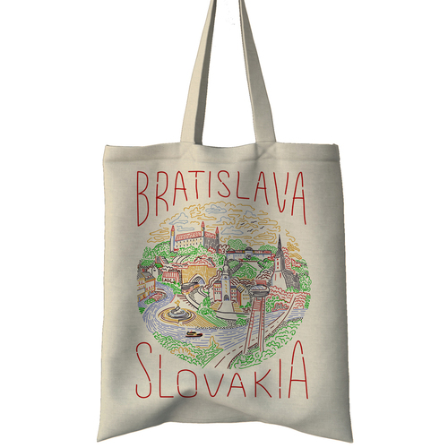 Nákupná taška zo 100% bavlny s autorskou potlačou Bratislava Ring New