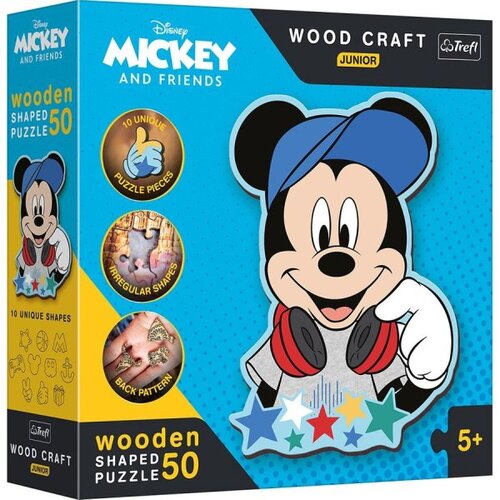 Trefl Drevené puzzle Junior - V Mickeyho svete 50 Trefl