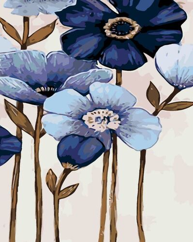Maľovanie podľa čísel Modré kvetiny 40x50cm Zuty