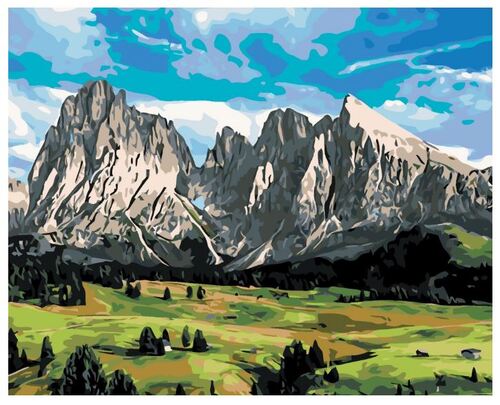 Maľovanie podľa čísel Pole a hory 40x50cm Zuty