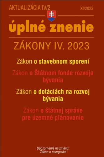 Kniha Aktualizácia IV/2 2023 – bývanie, stavebný zákon