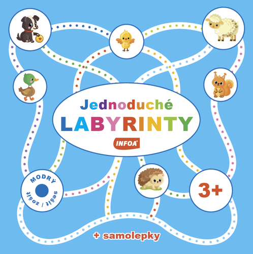 Kniha Jednoduché labyrinty - modrý zošit + samolepky