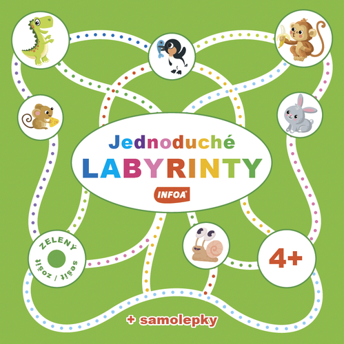 Kniha Jednoduché labyrinty - zelený sešit + samolepky