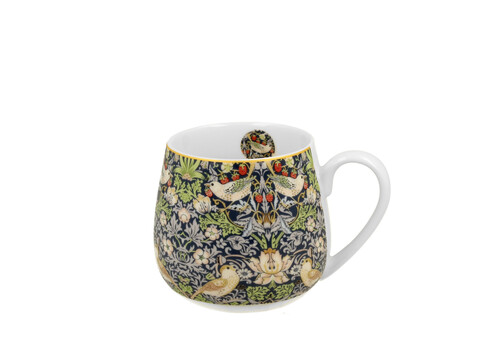 Porcelánový sudový hrnček William Morris - Strawberry Thief Blue 430 ml