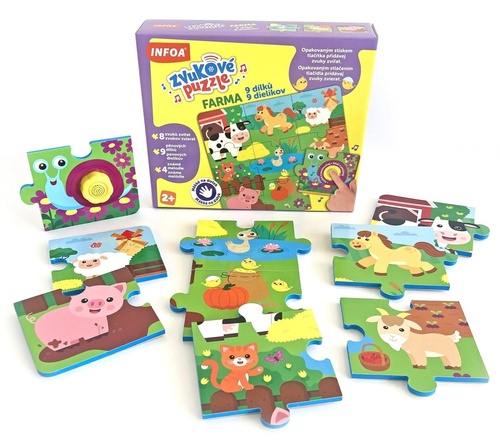 Kniha Zvukové puzzle - Farma - 9 dielikov