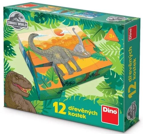 Dino Toys Drevené kocky Jurská park 12 Dino