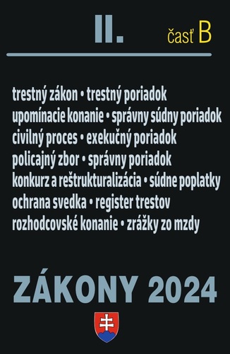 Kniha Zákony 2024 II B Trestné právo a súdne spory