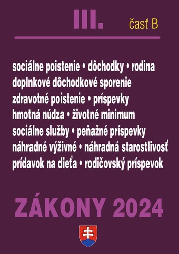 Kniha Zákony III B 2024 Sociálne zabezpečenie a príspevky