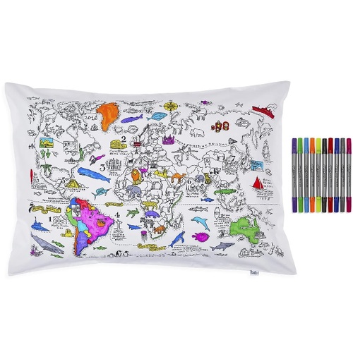 Obliečka na vankúš na opätovné maľovanie Mapa sveta
