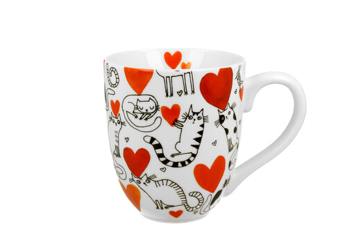 Porcelánový jumbo hrnček XXL Mačky a srdiečka 1000 ml