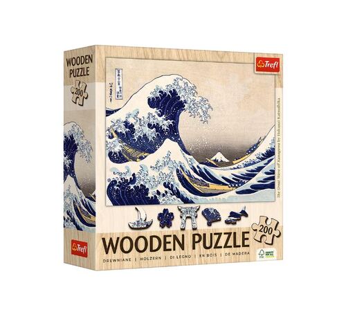Drevené puzzle Hokusai Katsushika: Veľká vlna pri Kanagawe 200 Art Collection Trefl