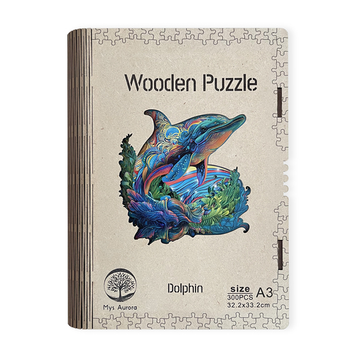Drevené puzzle Delfín A3