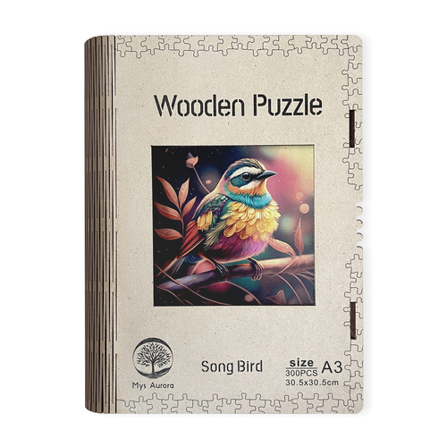 Drevené puzzle Spev vtákov A3