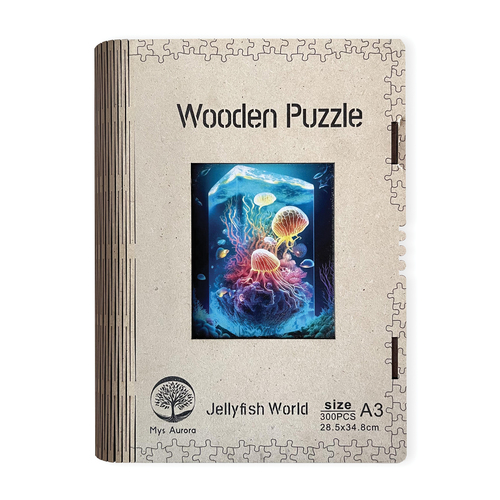 Kniha Dřevěné puzzle Svět medúz A3