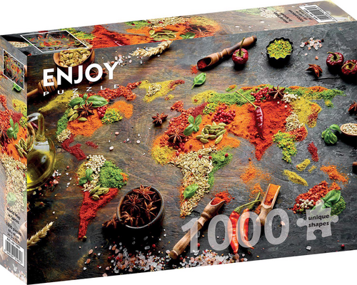 Puzzle Mapa sveta v korení 1000 Enjoy