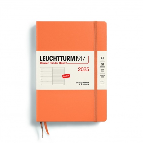 Diár LEUCHTTURM1917 2025 Apricot, Medium (A5), riadkovaný, English