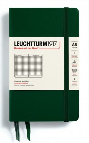 Zápisník LEUCHTTURM1917 Pocket (A6) Forest Green, 187 p., štvorcový