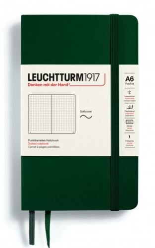 Zápisník LEUCHTTURM1917 Pocket (A6) Softcover Forest Green, 123 p., bodkovaný