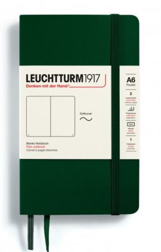 Zápisník LEUCHTTURM1917 Pocket (A6) Softcover Forest Green, 123 p., čistý