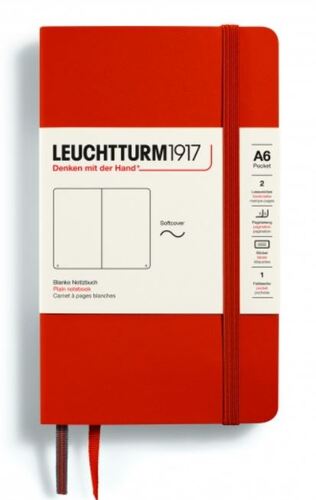 Zápisník LEUCHTTURM1917 Pocket (A6) Softcover Fox Red, 123 p., čistý