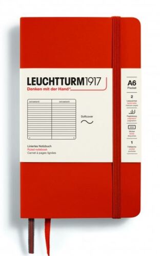 Zápisník LEUCHTTURM1917 Pocket (A6) Softcover Fox Red, 123 p., riadkovaný