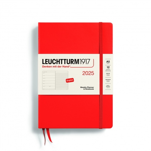 Diár LEUCHTTURM1917 2025 Lobster, Medium (A5), riadkovaný, English