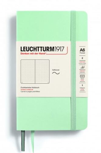 Zápisník LEUCHTTURM1917 Pocket (A6) Softcover Mint Green, 123 p., bodkovaný