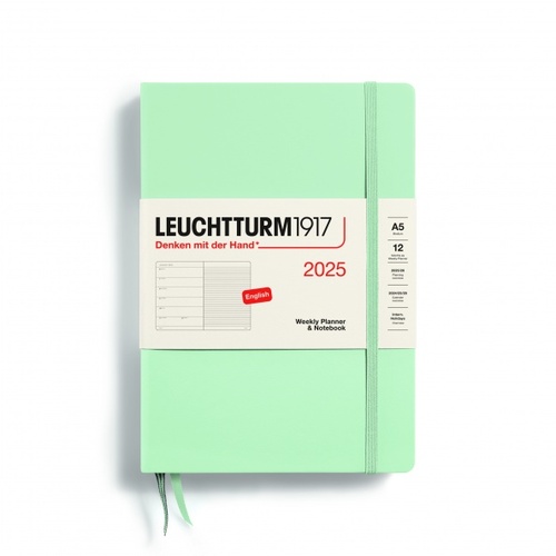 Diár LEUCHTTURM1917 2025 Mint Green, Medium (A5), riadkovaný, English