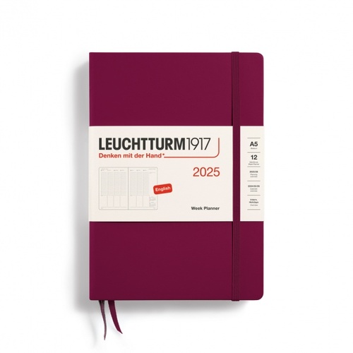 Diár LEUCHTTURM1917 2025 Port Red, Medium (A5) 2025, English