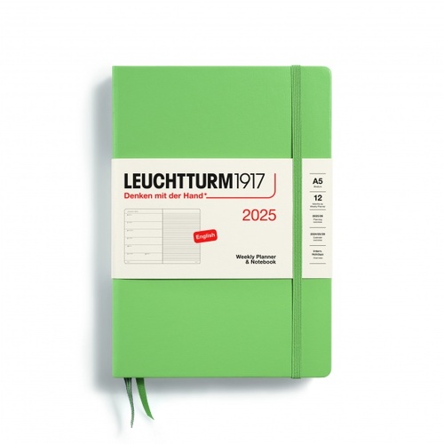 Diár LEUCHTTURM1917 2025 Sage, Medium (A5), riadkovaný, English
