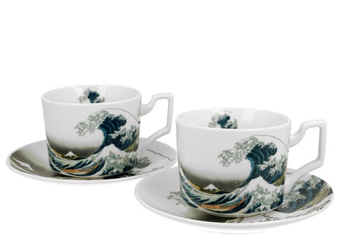 Sada dvoch luxusných šálok s podšálkou K. Hokusai - The Great Wave 270 ml