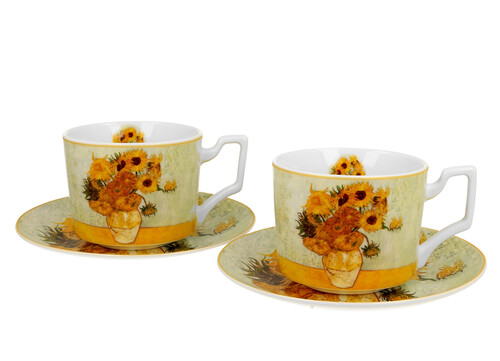 Sada dvoch luxusných šálok s podšálkou V. van Gogh - Sunflowers 270 ml