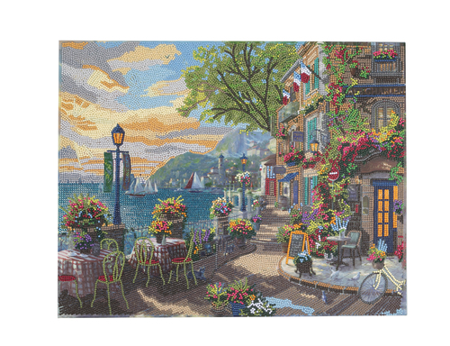 Obraz Kaviareň Francúzska riviéra (40x50 cm) vykladanie z diamantov