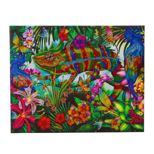 Obraz Chameleón v džungli (40x50 cm) vykladanie z diamantov